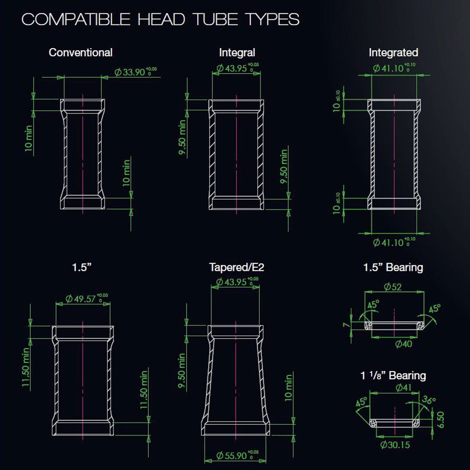 High Cups für HOPE PICK'N'MIX 1,5" ZS56 Schwarz