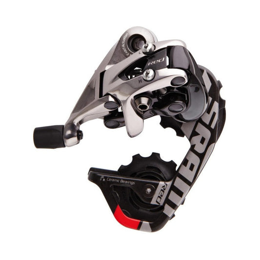 SRAM RED Aero Glide 10-fach-Schaltwerk mit kurzem Käfig – Produktansicht auf weißem Hintergrund