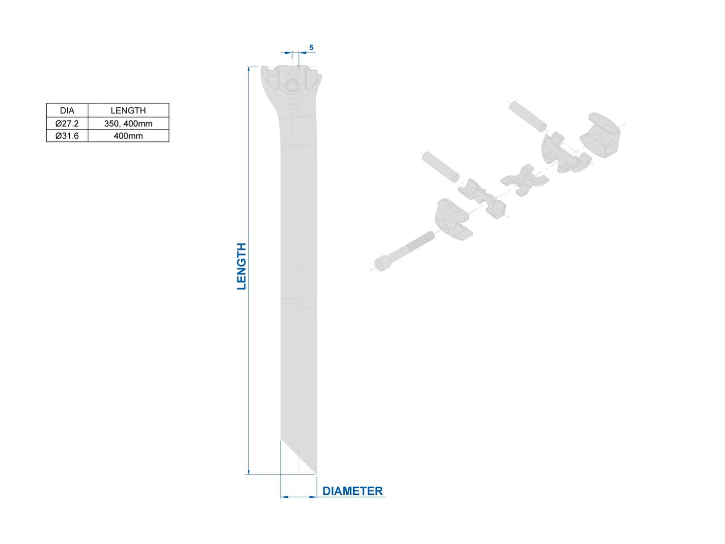 Sattelstütze RITCHEY SUPERLOGIC ONE-BOLT Versatz 5mm