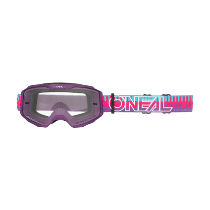 O'NEAL B-10 Brille mit Streifen in Rosa/Violett, klares Glas