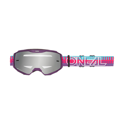 O'NEAL B-10 Brille mit Streifen in Rosa/Violett, silberverspiegeltes Glas