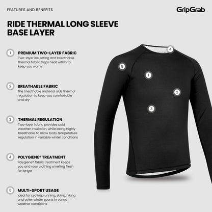 GRIPGRAB RIDE THERMAL Langarm-Unterhemd Schwarz