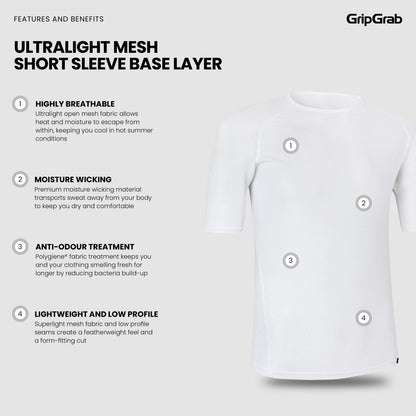 GRIPGRAB ULTRALIGHT MESH Kurzarm-Unterhemd Weiß