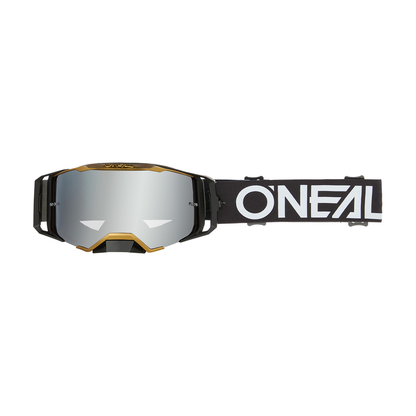 O'NEAL B-33 Crossbrille mit Sechseckmuster, schwarz/gold, silberverspiegeltes Glas