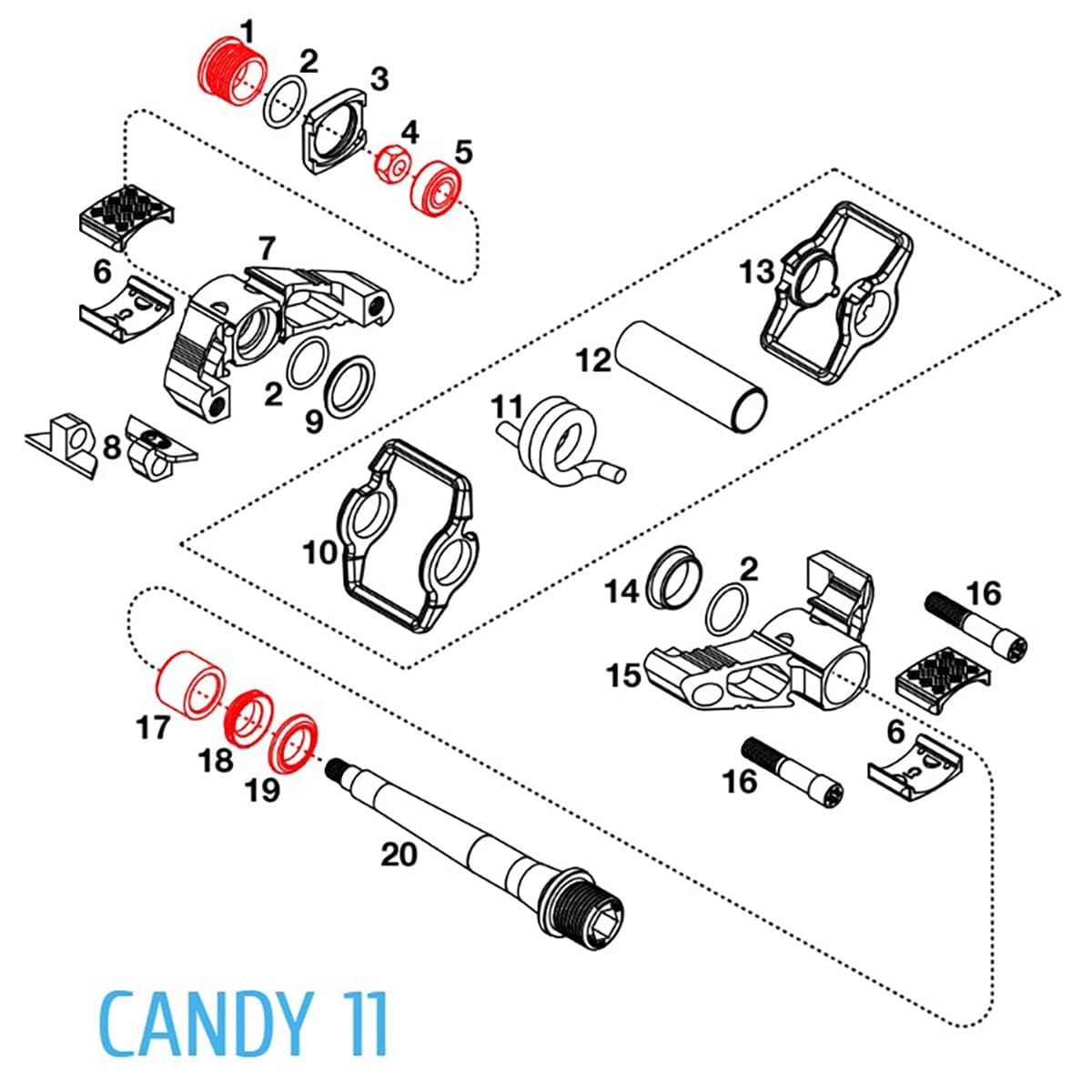 Rekonditionierungsset für CRANKBROTHERS EGGBEATER / CANDY 11 Pedale #16229