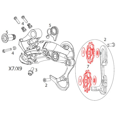 Schaltröllchen Hinten SRAM X9/X/GX Typ 2 2x10-Gang (x2)