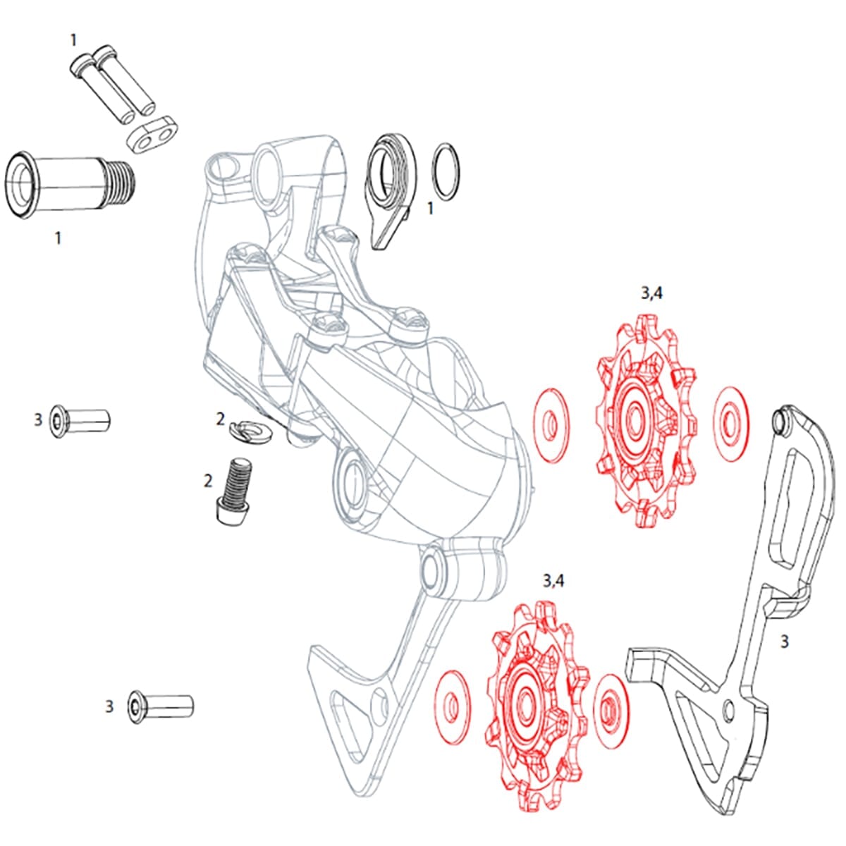 Galets Dérailleur Arrière 11V SRAM X01/X01DH/X1/CX1 X-SYNC (x2)