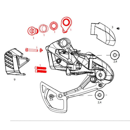 Befestigungsschrauben und Anschlag für SRAM GX Eagle AXS Hinterderailleur #11.7518.098.006