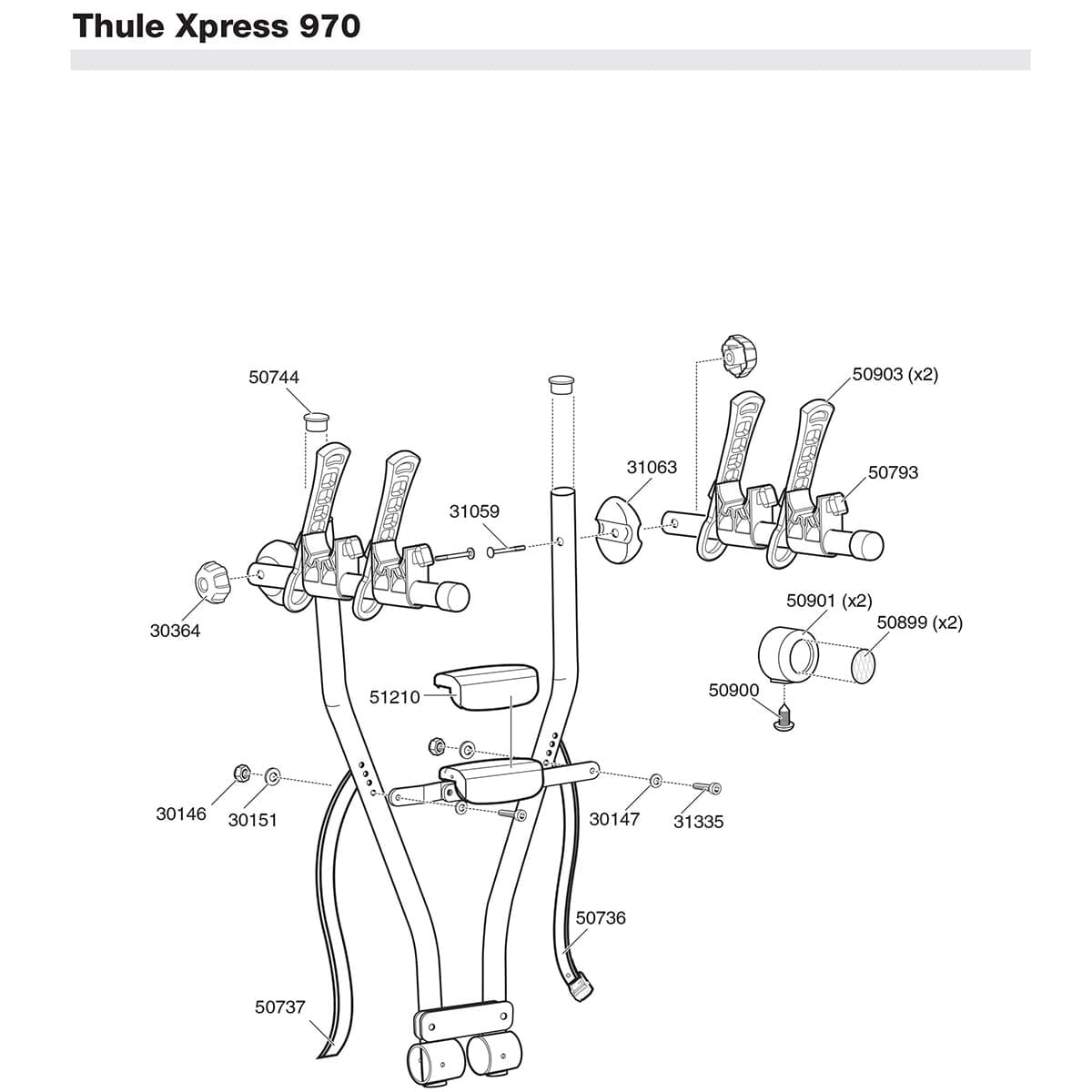 Support d'Attache-Cadre THULE pour Porte-Vélos HANGON XPRESS CLIPON 50793