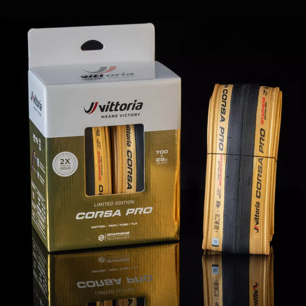 Paar VITTORIA CORSA PRO Reifen 700x28c Tubeless Ready - Limitierte Auflage Gold