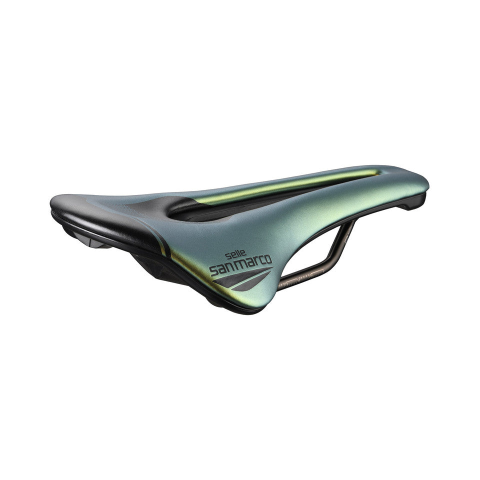 Sattel SAN MARCO SHORTFIT 2.0 OPEN-FIT RACING L3 Breite 155mm Stahlschienen Xsilite Gold