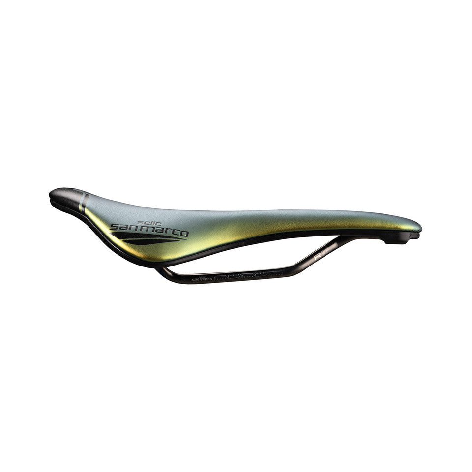 Sattel SAN MARCO SHORTFIT 2.0 OPEN-FIT RACING L3 Breite 155mm Stahlschienen Xsilite Gold