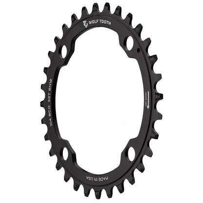 WOLF TOOTH 104 BCD 12V Shimano 4-Loch 104mm Kettenblatt Schwarz