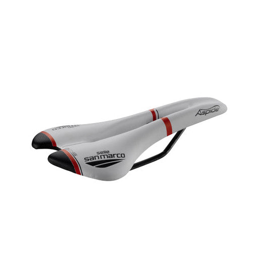 Selle SAN MARCO ASPIDE RACING OPEN FIT NARROW Rails Xsilite Weiß/Schwarz/Rot