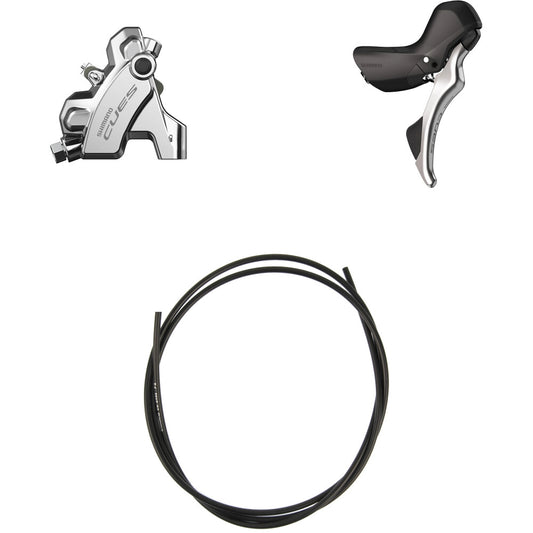 Schalt-/Bremshebel rechts und Bremssattel hinten SHIMANO CUES U6030 10/11V Flatmount Ohne Scheibe - Polish Silver Edition
