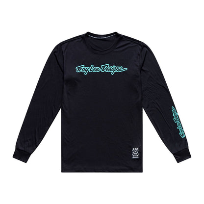 Trikot TROY LEE DESIGNS SKYLINE RIDE SIGNATURE Lange Ärmel Schwarz/Türkis