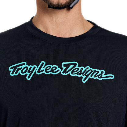 Trikot TROY LEE DESIGNS SKYLINE RIDE SIGNATURE Lange Ärmel Schwarz/Türkis