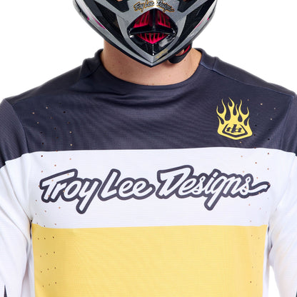 Trikot TROY LEE DESIGNS SPRINT PRO YO MOTO Langarm Schwarz/Gelb