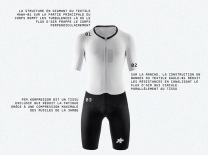 Einteiler ASSOS EQUIPE RS RAPIDFIRE S11 Weiß/Schwarz