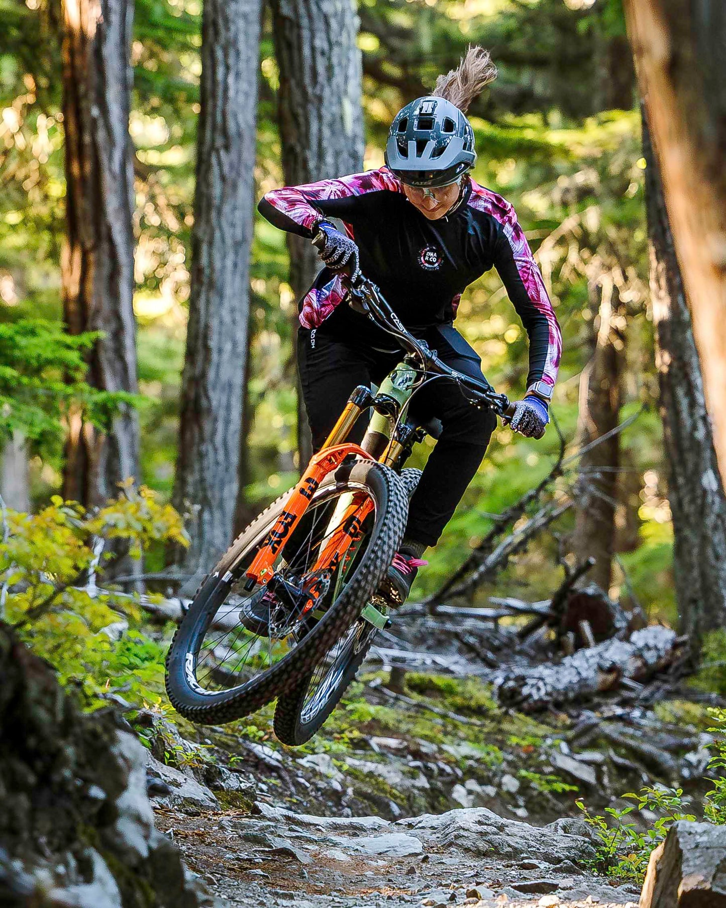 DHARCO RACE NEBULA Langarmtrikot Women Schwarz/Pink