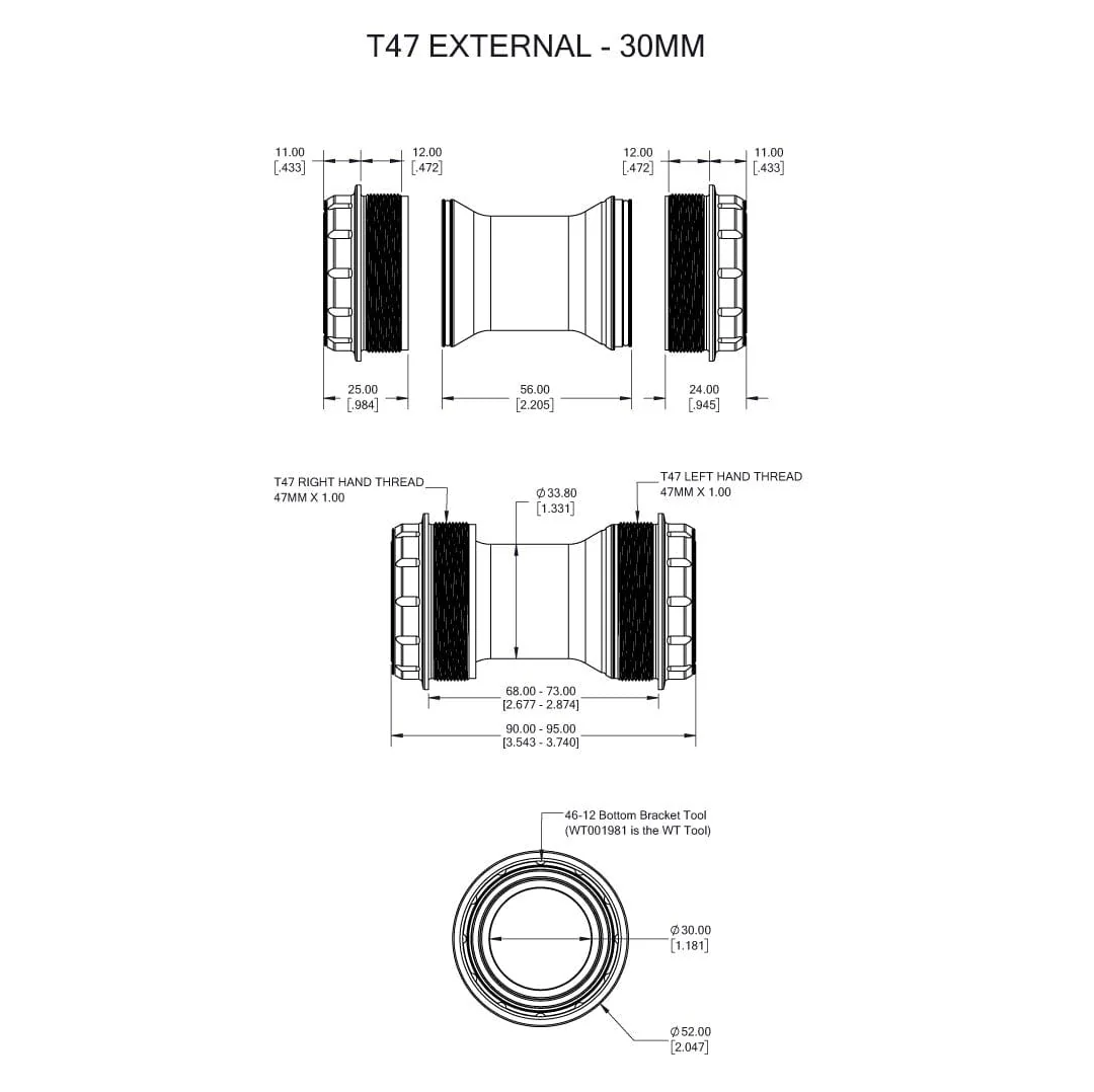 WOLFTOOTH T47 Externe 30mm Pedalbox Orange