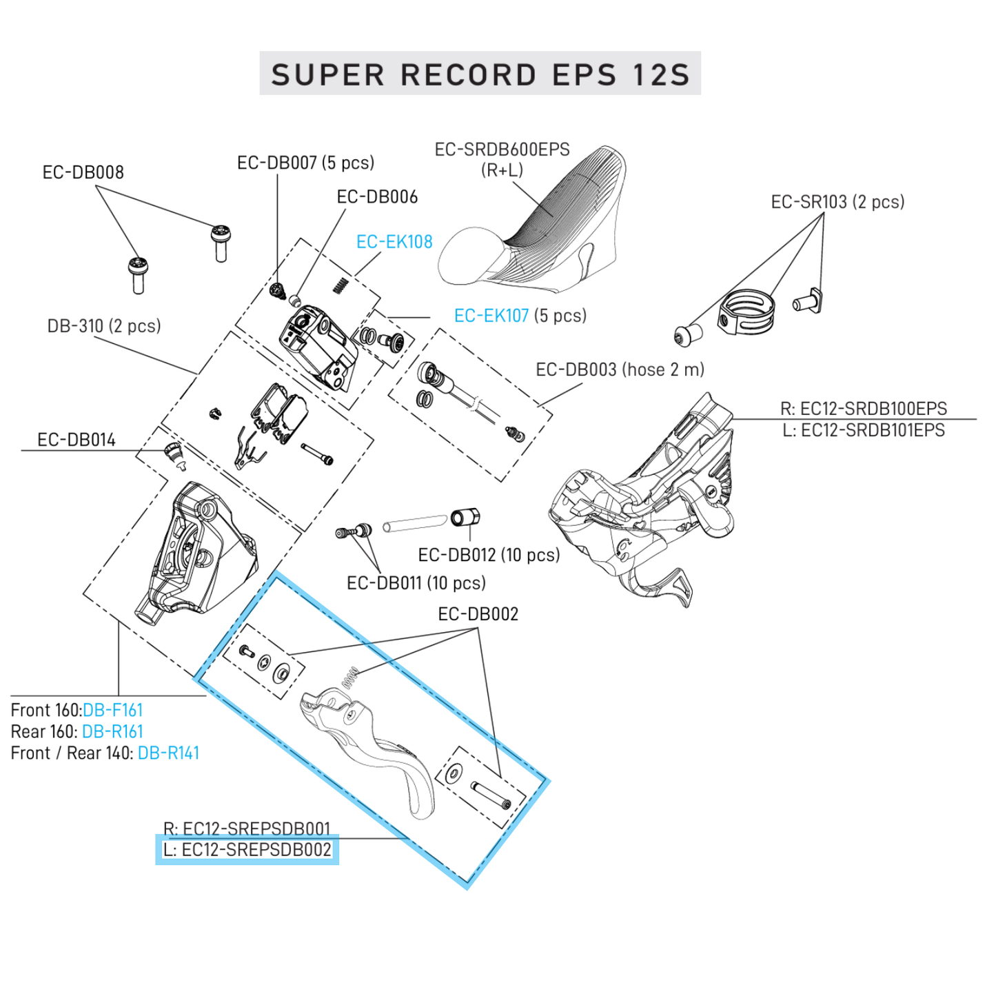 Hebel Nur Bremse Links CAMPAGNOLO SUPER RECORD EPS 12V DISC