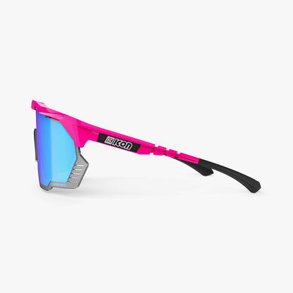 Brille SCICON AEROSHADE KUNKEN Neonrosa Multimirror Blau