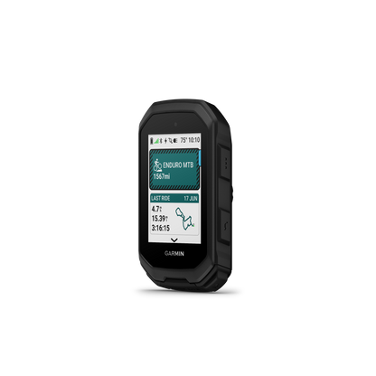 GARMIN EDGE MTB GPS-Fahrradcomputer — Dreiviertelansicht mit Routenführung und Daten