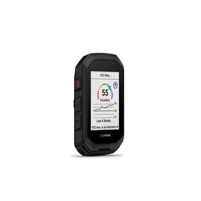 GARMIN EDGE MTB GPS-Fahrradcomputer — Dreiviertelansicht mit VO2max-Daten