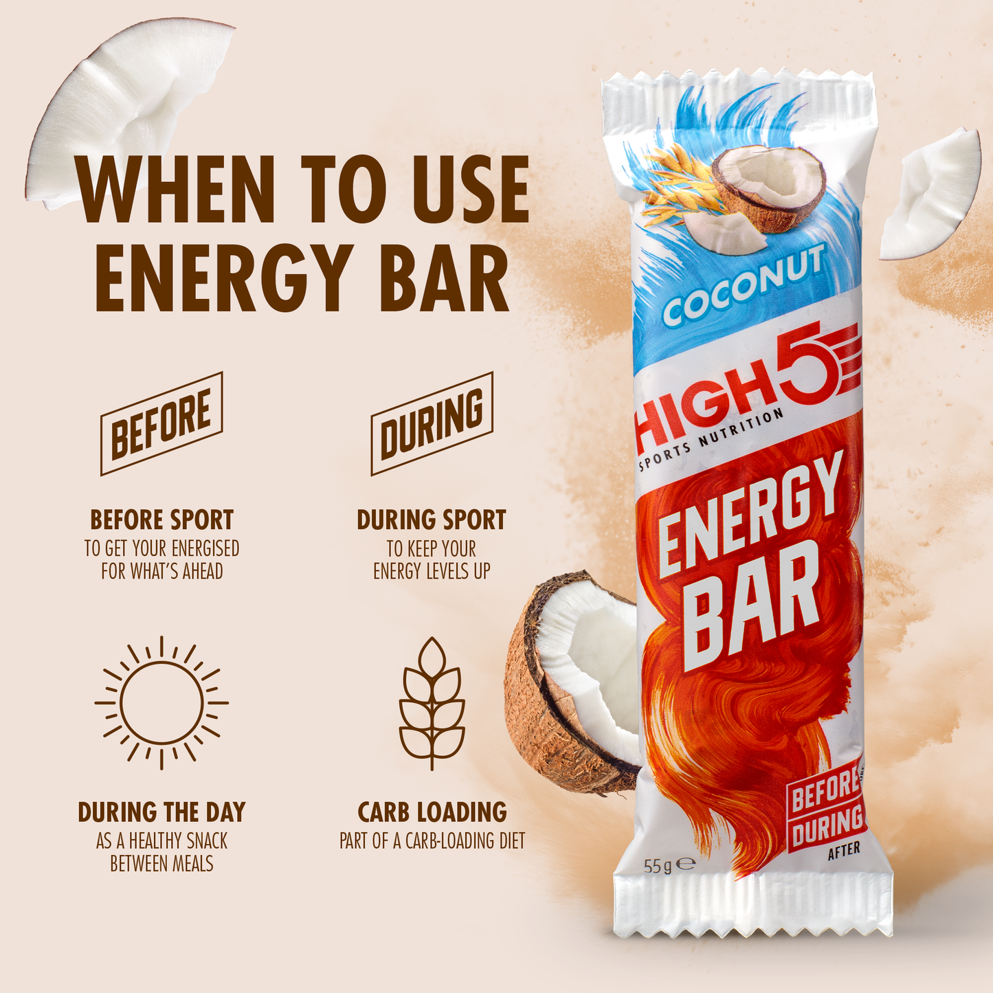 HIGH5 ENERGY BAR Energie-Riegel (55g) Kokosnuss