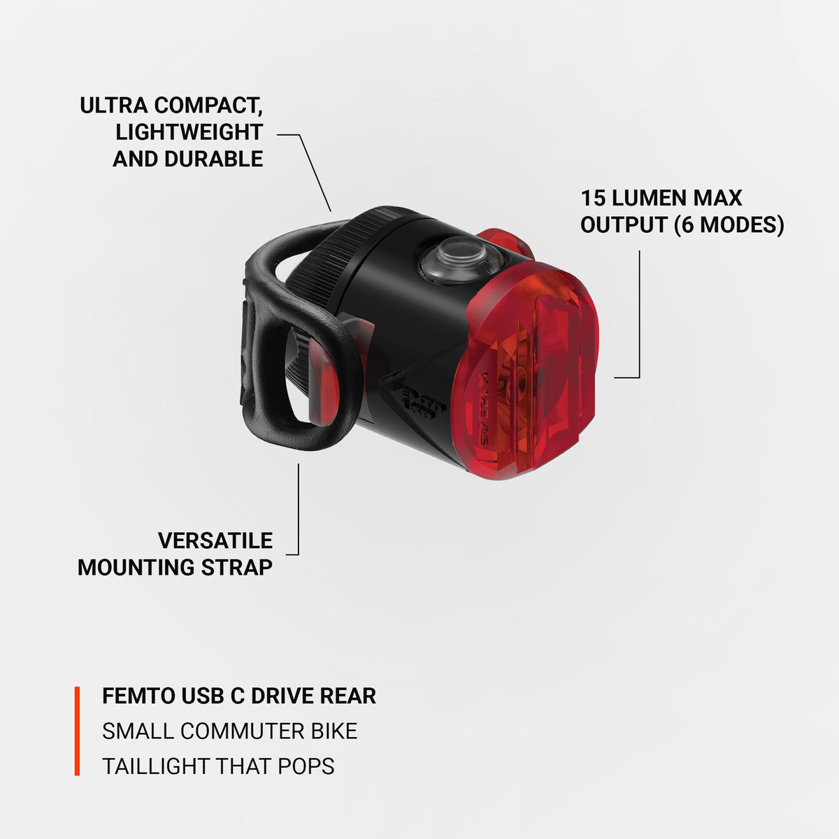 LEZYNE FEMTO USB C DRIVE Rücklicht – Highlights