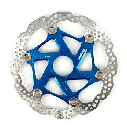 Schwimmend gelagerte HOPE Centerlock-Bremsscheibe Blau