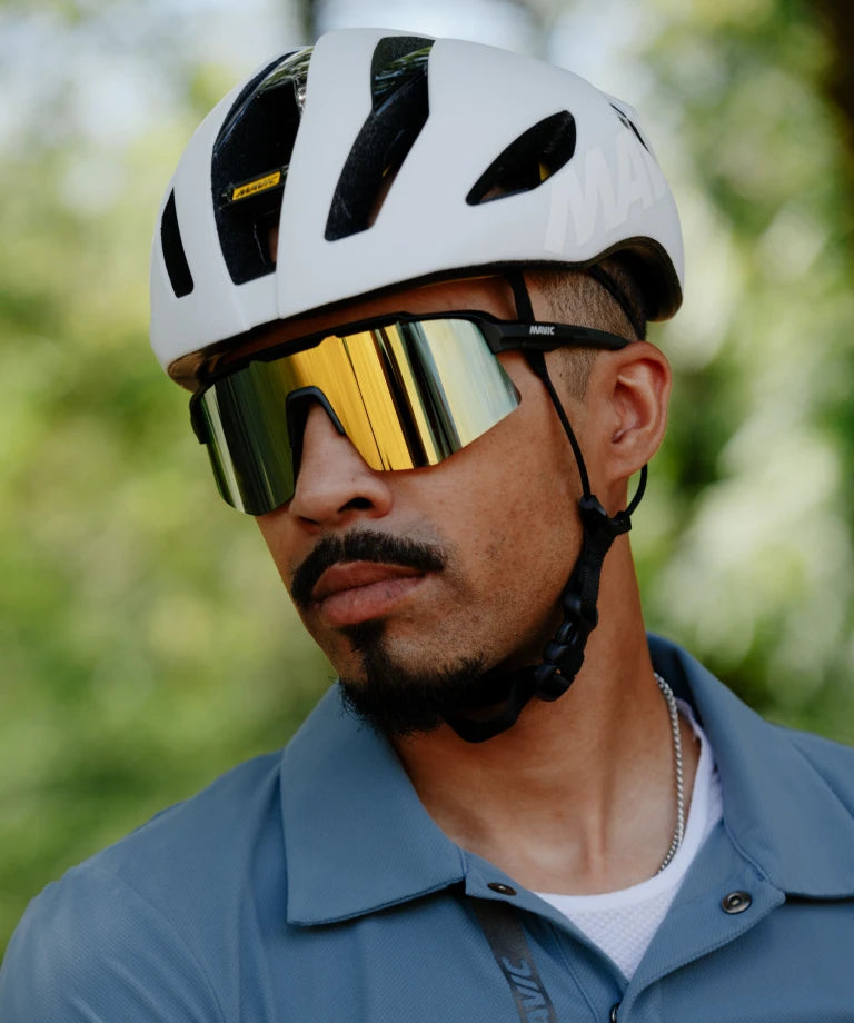MAVIC MVS SHIELD Brille Schwarz Glas Gold/Blue