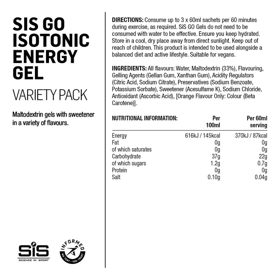 SIS GEL GO ISOTONIQUE Glutenfrei 7er-Pack Energie-Gels (60 ml)