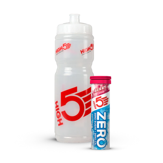 Trinkflasche + 10 Hydratationstabletten Elektrolyt HIGH5 CYCLE PACK Fruits Rot