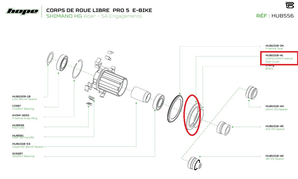HOPE PRO 5 11SPD/XDR Dichtungsdeckel, Antriebsseite Schwarz