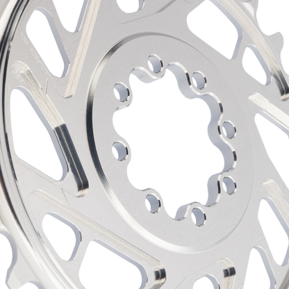 Einfachkettenblatt BURGTEC THICK THIN 12-fach BOOST Direct Mount 8 Schrauben T-Type Narrow Wide Offset 3 mm Silber