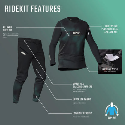 Trikot + Hose Kit LEATT MTB GRAVITY 1.0 Schwarz