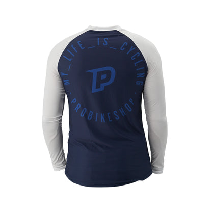 Trikot PROBIKESHOP By CHEF DE FILE FREERIDE Langarm Marine/Weiß