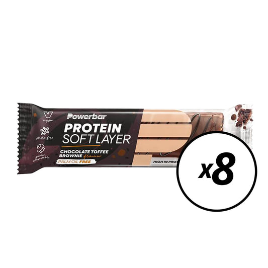 8 POWERBAR PROTEIN SOFT LAYER Recovery Bars (40g) Brownie Chocolate -Kurzzeitdatum