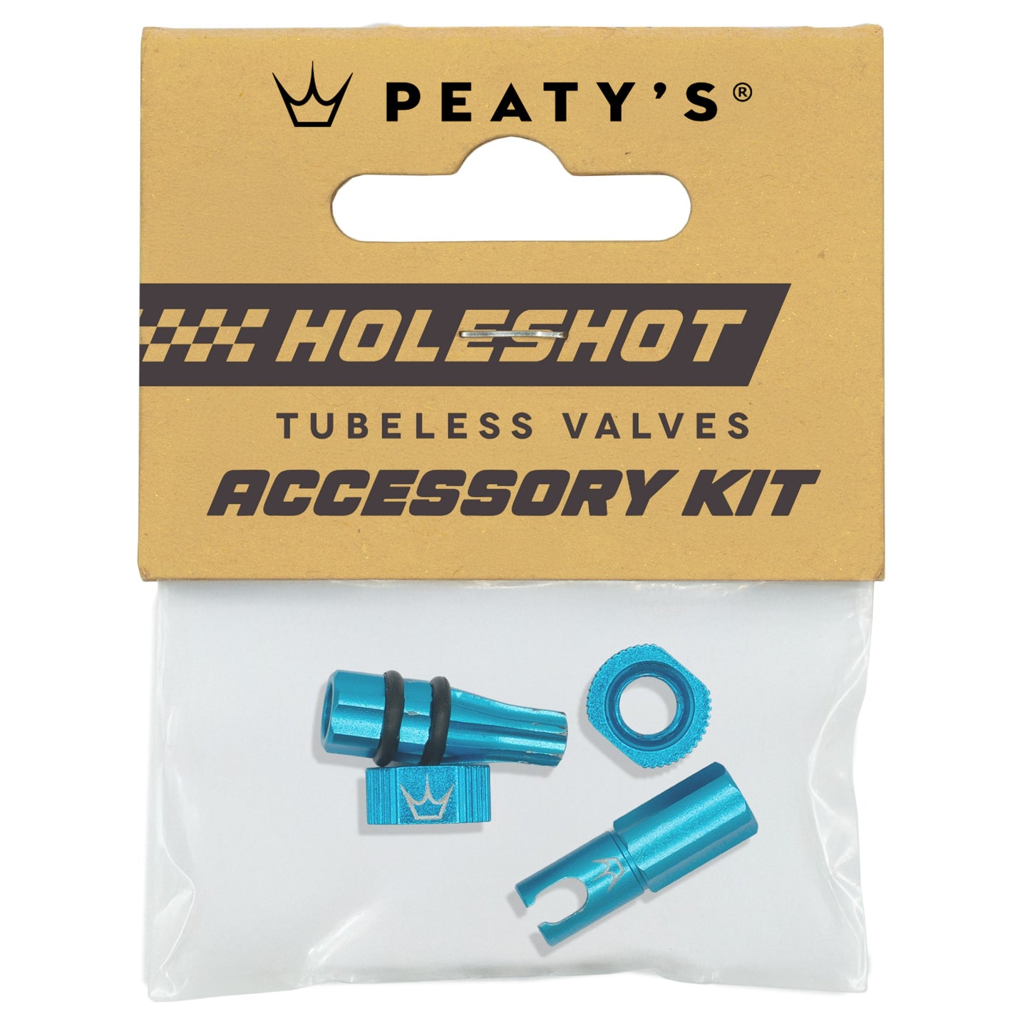 PEATY'S HOLESHOT FAST FLOW Ventilstopfen und Muttern Set Türkis
