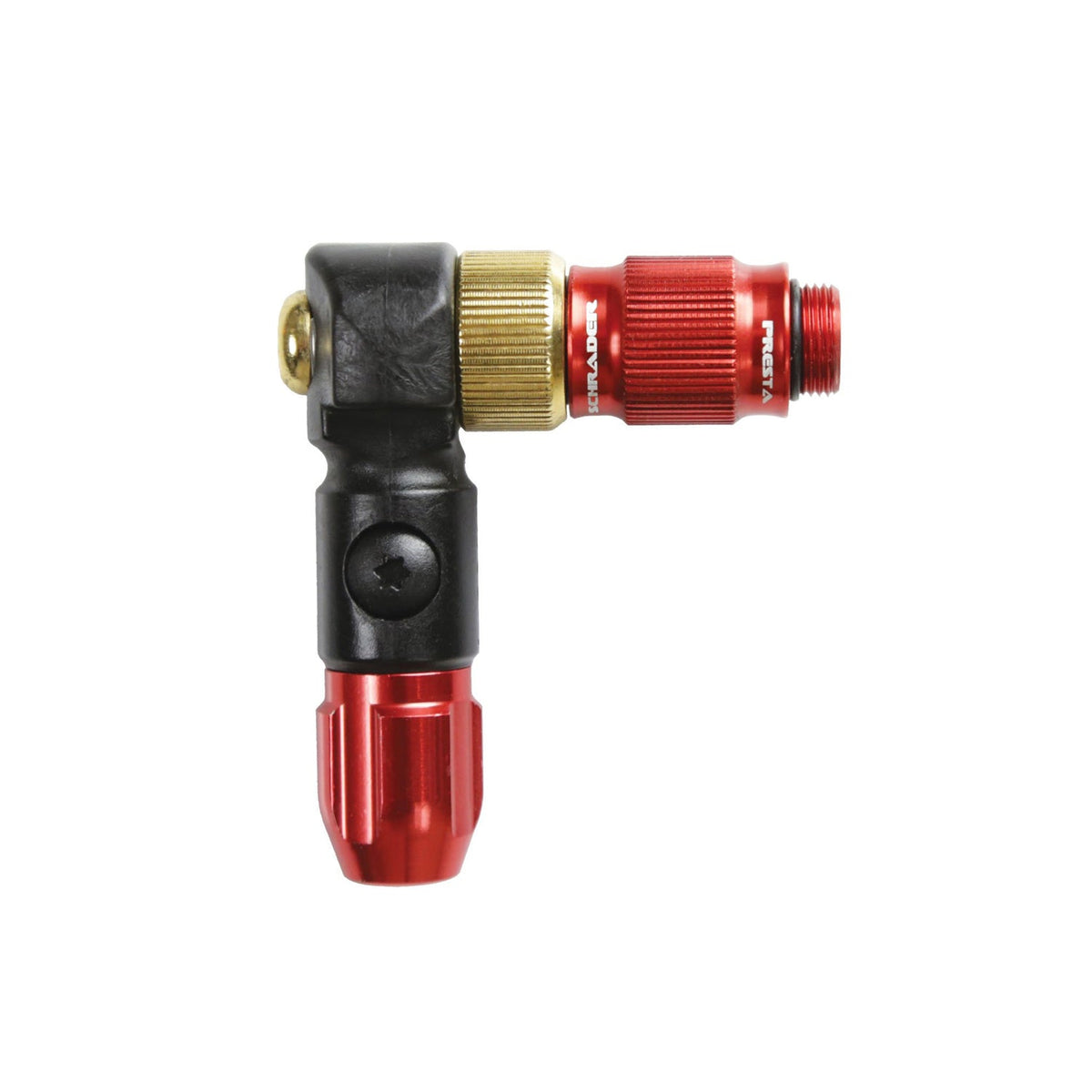 Roter LEZYNE ABS-1 Pro HP Chuck-Ersatzpumpenkopf mit Geflechtschlauch