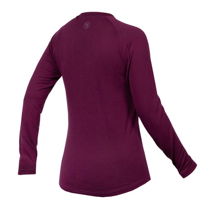Unterhemd ENDURA BAABAA BLEND Langarm Damen Aubergine