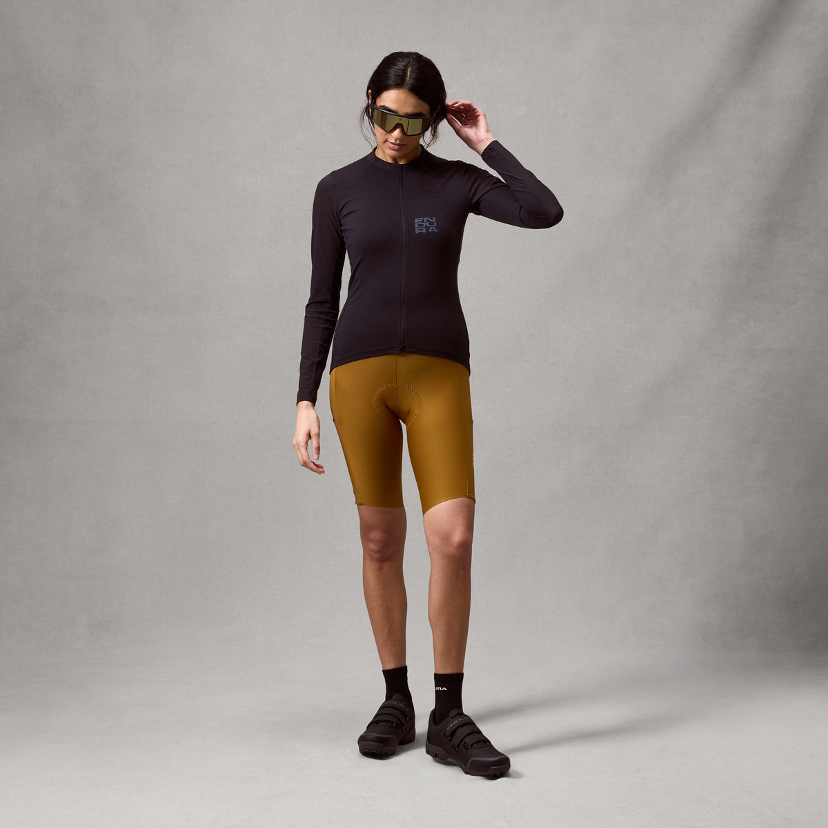 Trikot ENDURA ALLTRACK RIDE Lange Ärmel Damen Schwarz