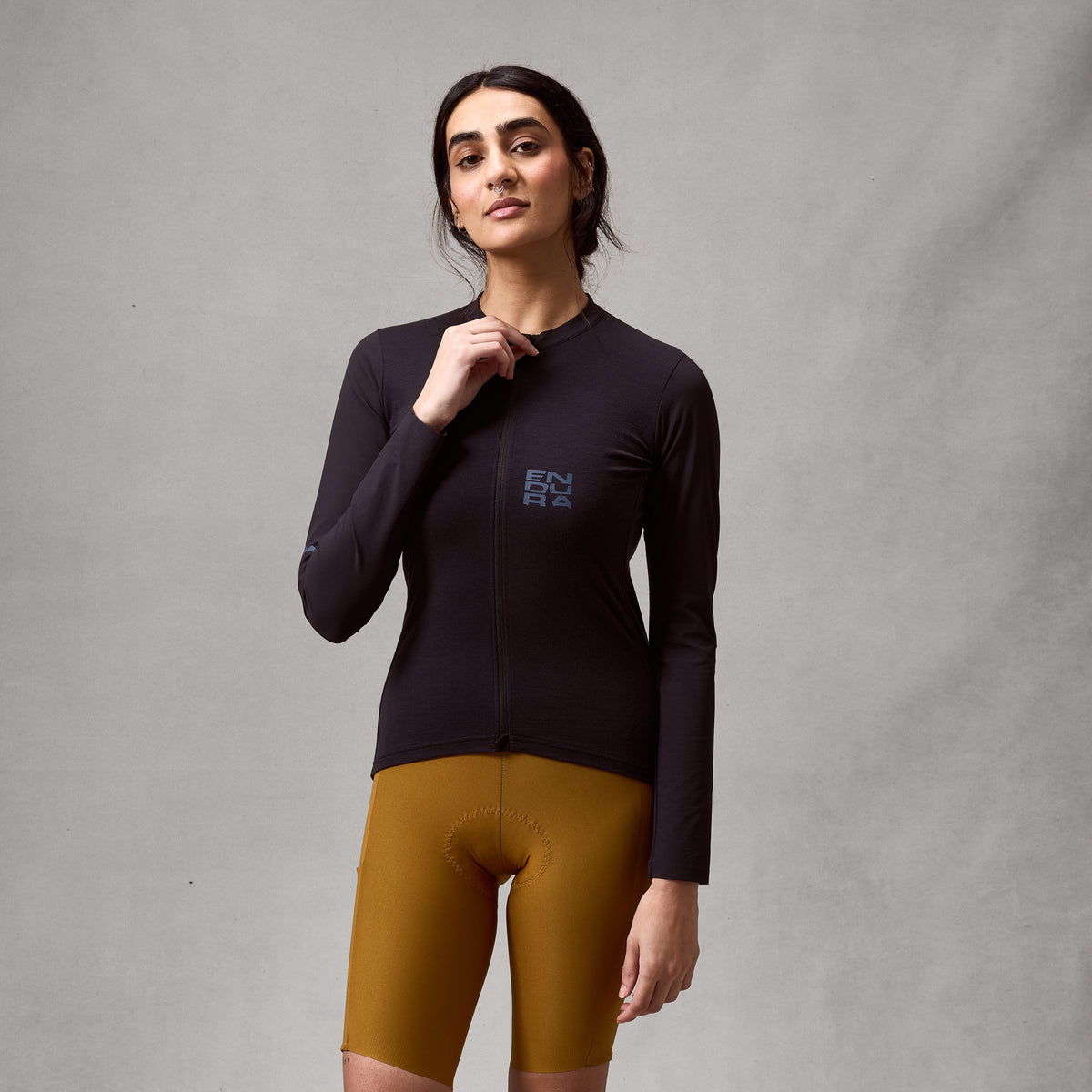 Trikot ENDURA ALLTRACK RIDE Lange Ärmel Damen Schwarz