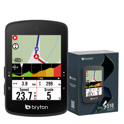 BRYTON RIDER S510E GPS-Fahrradcomputer — Gerät und Verpackung der E-Version