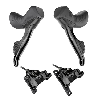 SRAM RIVAL AXS HRD 2x12 Flat Mount Bremshebel- und Bremssattelpaar ohne Scheibe