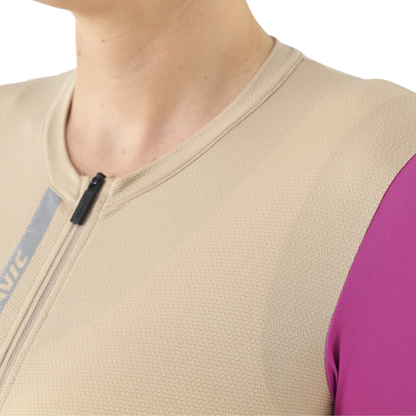 Trikot MAVIC ESSENTIAL Kurzarm Damen Beige/Fuchsia