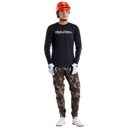 Trikot TROY LEE DESIGNS SKYLINE RIDE TEE SIGNATURE Langarm Schwarz