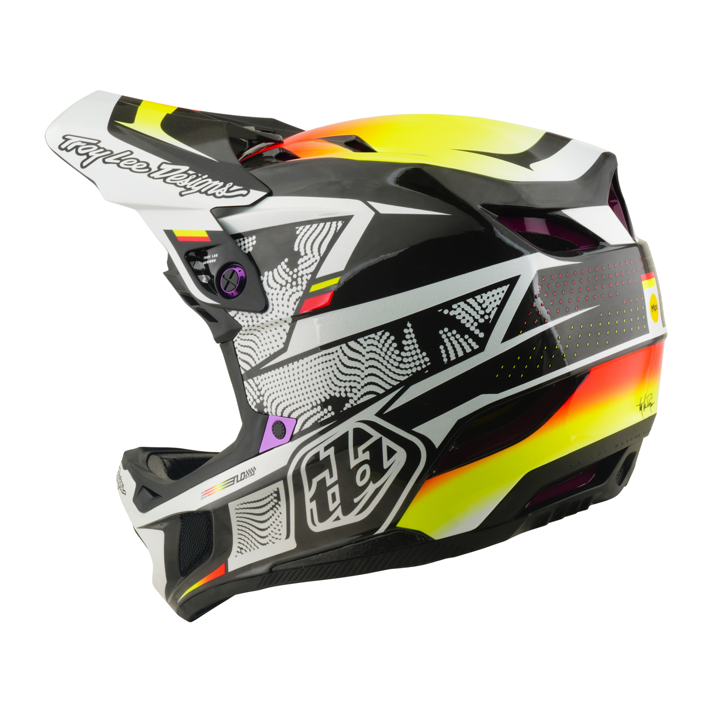 MTB-Helm TROY LEE DESIGNS D4 CARBON MIPS Lined Up Schwarz/Gelb